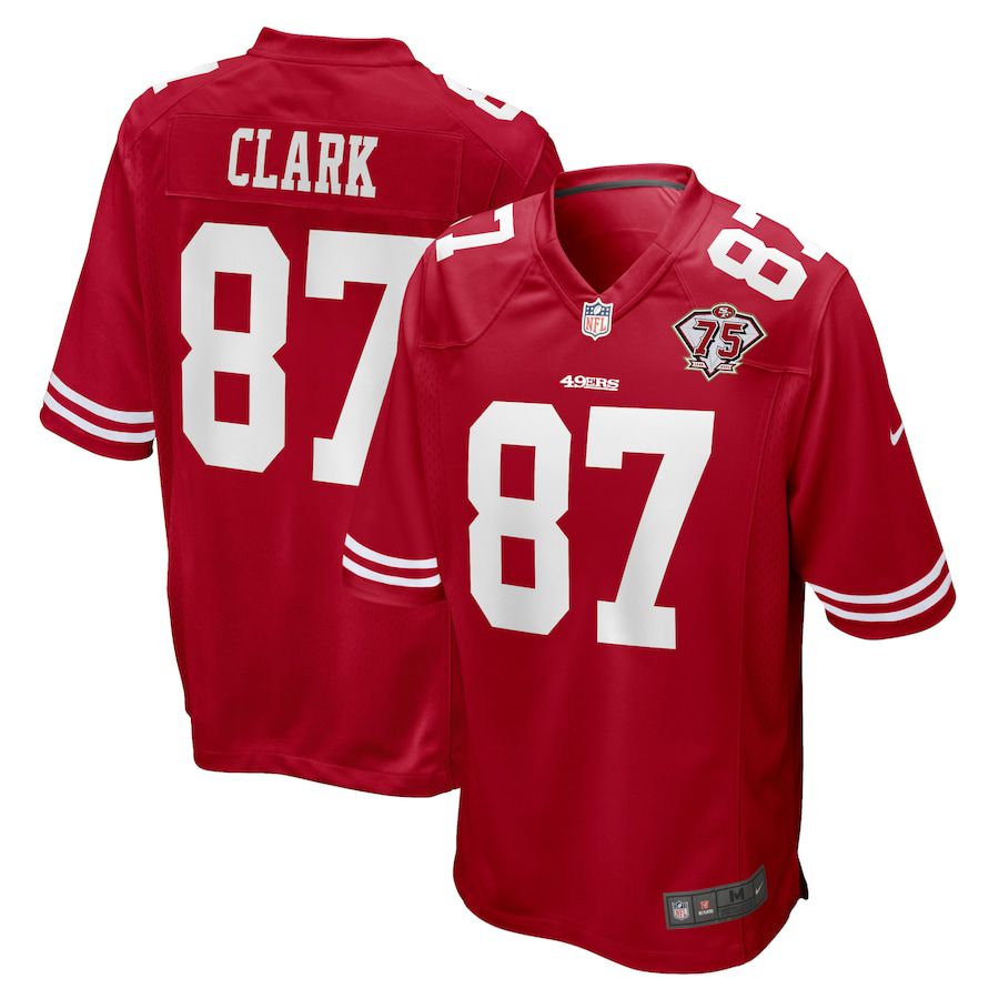 Men San Francisco 49ers #87 Dwight Clark Nike Scarlet 75th Anniversary Retired Player Game NFL Jersey->san francisco 49ers->NFL Jersey